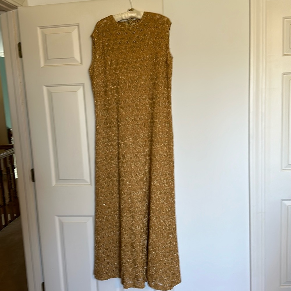 Shimmering gold lace full length dress